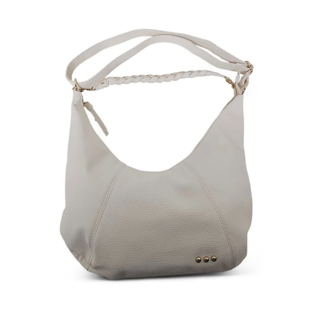 Pretty Simple Hattie Crescent Hobo Crossbody Bag With Braided Strap In Cream NWT